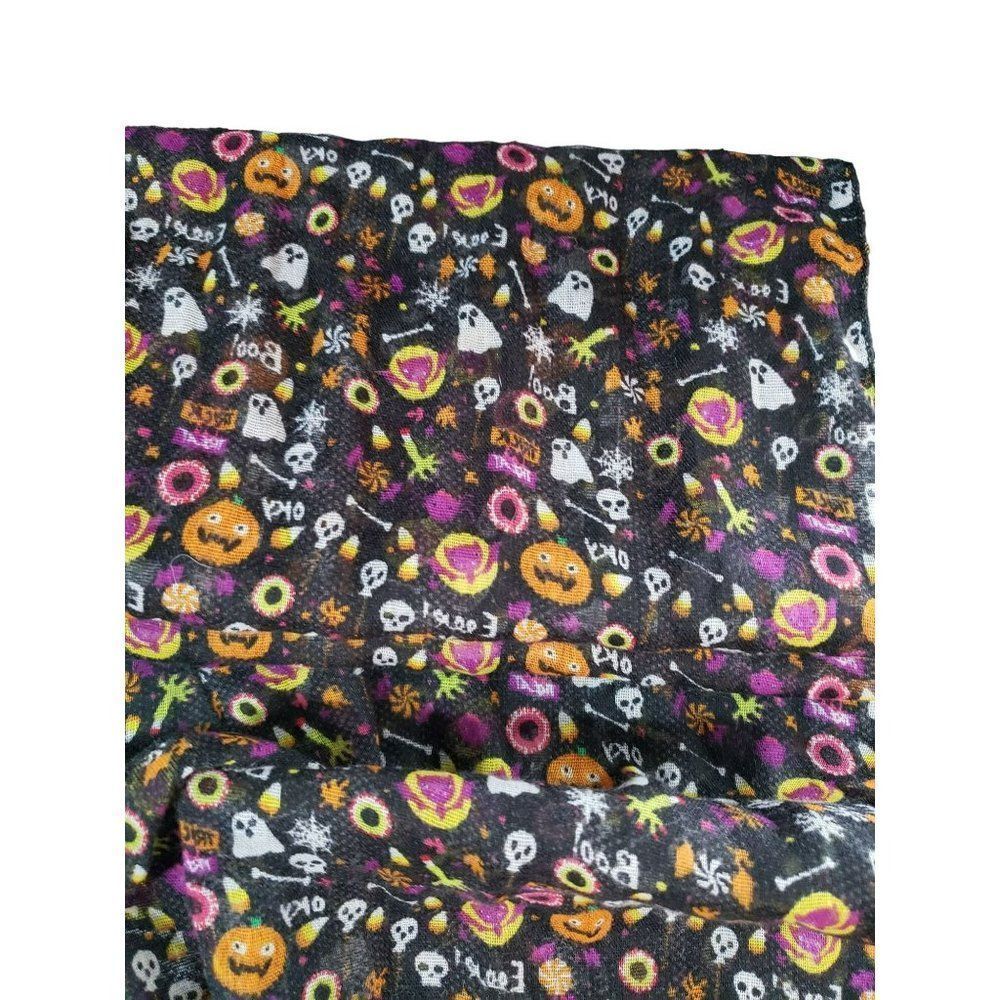Black Halloween Pumpkins Ghosts Skulls Trick Or Treat Scarf